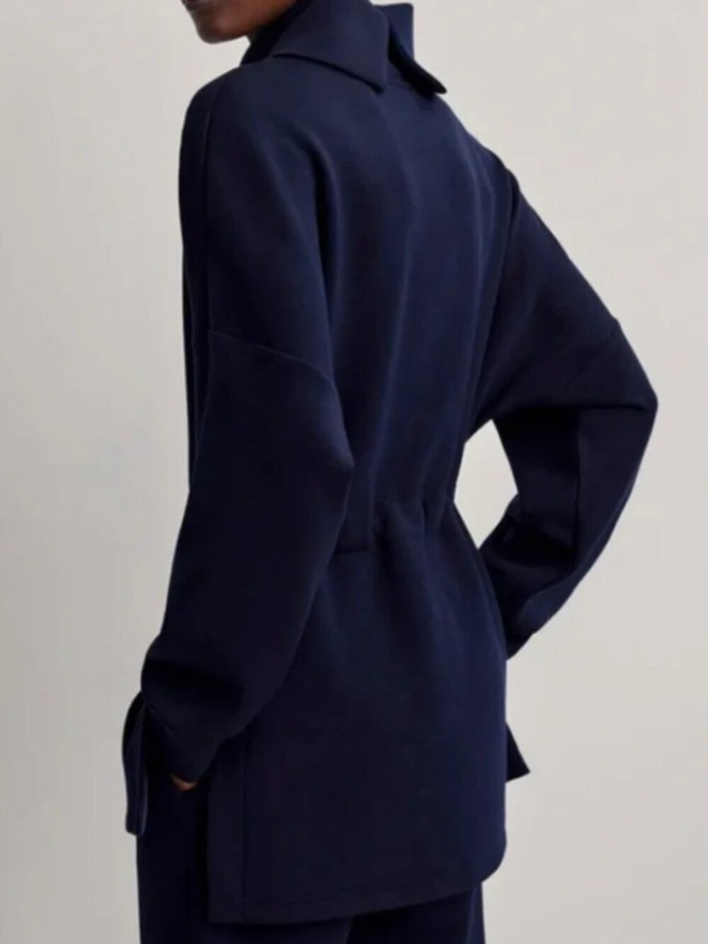 Varley Freya Blue (Sky Captain) Cowl Neck Sweater with Drawstring - Size S $148 - Picture 3 of 11
